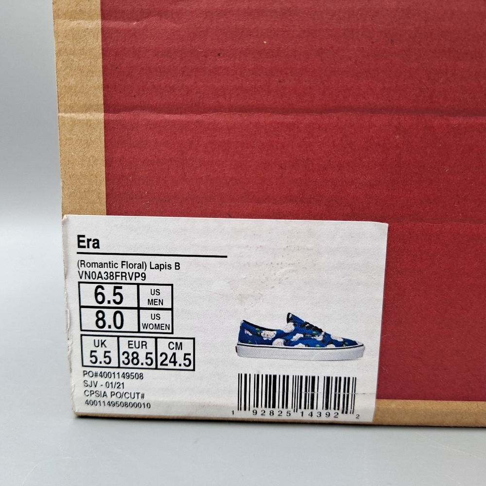 New Vans Era Romantic Floral Lapis Blue and White Flower Women's Size 8 - Picture 9 of 9